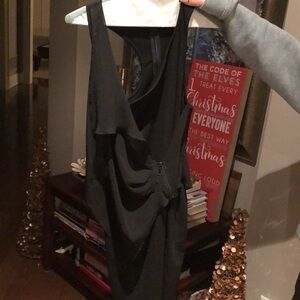 Armani Exchange racer back bodycon mini dress in s with chiffon drape